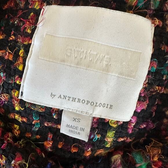 Anthropologie Ett Twa Rainbow Tweed Berwyn Long Jacket Twee Preppy Size XS - Picture 7 of 9